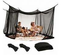 Zanzariera da 300 x 300 x 250 cm, per esterni, viaggi, campeggio, rete fine 256, con corda lunga 16 m e 1 porta, zanzariera per gazebo, giardino, casa (nero)