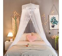 Zanzariera da letto per ragazze SZHTFX a cupola grande da appendere con rete rotonda in pizzo senza punzonatura, per letto singolo a king size, ideale per camera da letto decorativo