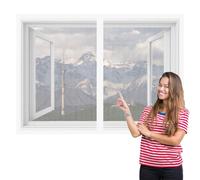Zanzariera Finestra 155 x 165 cm Autoadesiva Tenda Magnetica Zanzariera Senza Foratura e Silenziosa per Finestra Esterne Del Balcone, Bianco