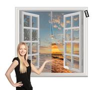 Zanzariera Finestra Estensibile 130x120cm Grigio Zanzariera Porta Finestra Si Chiude da Sola Totalmente Magnetica per Legno Ferro Porte in Balcone