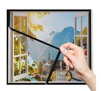 Zanzariera Finestra in Vetroresina 105x140cm Nero, Orlatura Completa, Rete Molto Resistente, Resiste ai Raggi UV Anti Insetti Zanzariera per Porte e Finestre, con Nastro Adesivo