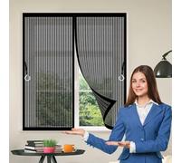 Zanzariera Finestra Magnetica 105 x 105 cm Rete Fine, Chiude da Sola, Zanzariere Magnetiche con Nastro Adesivo, Installazione Facile per Balcone Soggiorno Camera da Letto, Nero