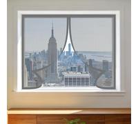 Zanzariera Finestra Magnetica 105 x 165 cm Autoadesiva Zanzariera Magnetica per Finestra Chiuso Automaticamente Pieghevole per Finestre Qualunque Piccole Grandi, Grigio