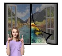 Zanzariera Finestra Magnetica 149 x 108 cm Trasparente Tenda Magnetica Autoadesiva Traspirante Maglia Magnetico per Porte Finestre per Cortile Camera, Nero