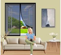 Zanzariera Finestra Magnetica 90 x 201 cm Tende Zanzariere con Calamita Rete Rinforzata Durevole Autoadesiva Zanzariera Magnetica per Porta per Porte Zanzariera Porta Finestra, Nero