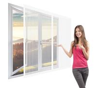 Zanzariera Finestra Magnetica su Misura 111 x 43 cm Zanzariere Magnetiche per Porte Resistente Nastro per Montaggio a Strappo per Camere, Balconi, Salotti, Bianco