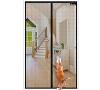Zanzariera ignifuga per porta del balcone, in fibra di vetro, 80 x 220 cm, magneti più forati, per porta del balcone, della terrazza, colore nero