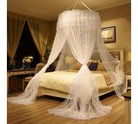 Zanzariera, Letto Matrimoniale a Cupola, Baldacchino Protezione Contro Le Zanzare, Tenda Da Letto Pensile Principessa Per Letti Singoli O King Size, Camera Da Letto Decorativa-bianca