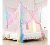 Zanzariera Letto, Zanzariera Letto Matrimoniale Quadrata, Baldacchino per Letto Arcobaleno, Zanzariere Sospese è Adatto a Letti Singoli e può Essere Utilizzato all'esterno o all'interno da Letto