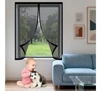Zanzariera Magnetica 105 x 125 cm Autoadesiva Zanzariere Magnetiche per Finestre su Misura Senza Foratura e Silenziosa per Tutti Terrazza Porte e Finestre, Nero