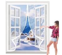 Zanzariera Magnetica 105 x 125 cm Non È Necessario Praticare Fori, Apertura e Chiusura Silenziosa, Facile da Installare Tenda di Protezione per Tutti I Tipi di Finestre, Bianco