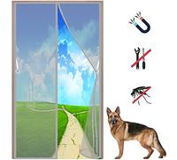 Zanzariera Magnetica - 105x250 cm - con Strisce Adesive e Chiodi da Fissaggio, Anti Insetti Mosche Zanzare Tenda da Porta Auto Chiusura - Grigio