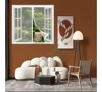 Zanzariera Magnetica 107 x 122 cm Adsorbimento Magnetico Antistrappo Porta Magnetica per Zanzariera Apertura e Chiusura Silenziosa per Adatto a Tutte Le Finestre, Bianco