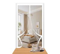 Zanzariera Magnetica 108 x 213 cm Nessun Attrezzo Richiesto Zanzariera con Magneti Facile da Installare per Porte da Balcone/Cantine/Terrazze, Bianco