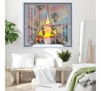 Zanzariera Magnetica 120 x 185 cm Chiusura Automatica, Non Ho Più Fastidiosi Insetti in Casa - Non Accorciabile Zanzariera Finestra a Calamita per Tutti I Tipi di Finestre, Grigio