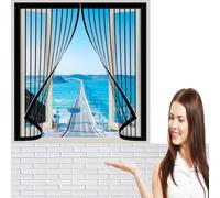 Zanzariera Magnetica 130 x 86 cm Varie Taglie Schermo Magnetico Della Finestra con Nastro Autoadesivo Mantenere La Circolazione Dell'Aria Fresca, Nero