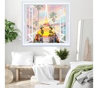 Zanzariera Magnetica 135 x 140 cm Chiusura Automatica, Non Ho Più Fastidiosi Insetti in Casa - Non Accorciabile Zanzariera Finestra a Calamita per Tutti I Tipi di Finestre, Bianco