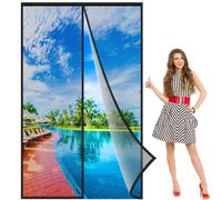 Zanzariera Magnetica 140x240 cm, Tenda Magneti Animali Domestici, Colla Porte per Balconi, Portefinestre Resiste al Vento e ai Raggi UV Nero, Rinforzata