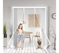 Zanzariera Magnetica 340x250cm Bianco Doppie porte Chiusura Automatica Zanzariera Porta Finestra a Calamita Resistente Traspirante Tenda Anti Mosche, per Balcone Soggiorno