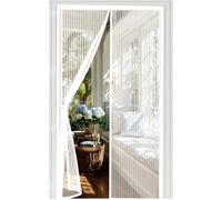 Zanzariera Magnetica 47 x 292 cm Chiusura Automatica a Calamite, Monta Facilmente, Non Serve Forare, Vostra Dalle Zanzare, Tenda con Magneti Anti Zanzare per Cortile, Bianco