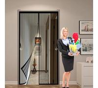 Zanzariera Magnetica 75 x 140 cm Anti Insetti, Rete Fine, Chiude da Sola Tenda Totalmente Magnetiche Facile da Installare con Nastro Adesivo per Porta Finestra Balcone, Nero