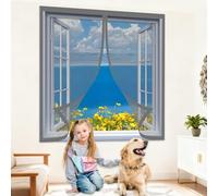 Zanzariera Magnetica 80 x 140 cm Autoadesiva Chiusura a Strappo Rete Anti Insetti Senza Forare O Avvitare per Finestre Qualunque Piccole Grandi, Grigio