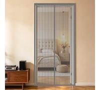 Zanzariera Magnetica 80 x 180 cm Facile da Montare Senza Forare Include Striscia Adesiva e Chiodi Zanzariera per Porta Del Balcone Traspirante per Cantine Terrazze, Grigio