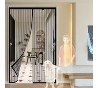 Zanzariera Magnetica 84 x 150 cm Anti-Zanzare Anti-Mosche, Rete Fine Tenda Totalmente Magnetica Facile da Installare con Nastro Adesivo per Soggiorno Camera da Letto, Nero