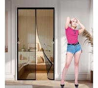 Zanzariera Magnetica 88 x 296 cm Rete Molto Resistente, Chiusura Automatica Zanzariere Magnetiche Facile da Installare con Nastro Adesivo per Camera da Letto Balcone, Nero
