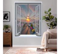 Zanzariera Magnetica 88 x 64 cm Chiusura Automatica, Non Ho Più Fastidiosi Insetti in Casa - Non Accorciabile Zanzariere Magnetiche Balcone per Tutti I Tipi di Finestre, Grigio