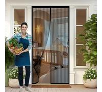 Zanzariera Magnetica 92 x 188 cm Rete Molto Resistente, Chiusura Automatica Zanzariere Magnetiche Facile da Installare con Nastro Adesivo per Soggiorno Camera da Letto, Nero