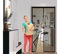 Zanzariera Magnetica 92 x 282 cm Rete Fine, Anti-Zanzare Anti-Mosche Zanzariere Magnetiche Facile da Installare con Nastro Adesivo per Camera da Letto Balcone, Nero