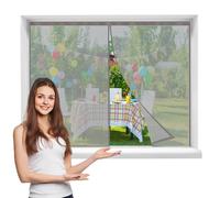 Zanzariera Magnetica, 95x140cmTenda Zanzariera Finestra Ingresso Cortile, Anti Insetti Traspirante Chiusura Automatica con Magneti Rete Super Forte ,Grigio