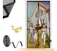 Zanzariera Magnetica 95x275cm, Tenda Zanzariera Porta Finestra Cortile, Anti Insetti Traspirante Chiusura Automatica, Tenda con Magneti Ancora Più Potenti (Nero)
