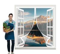 Zanzariera Magnetica 99 x 74 cm Si Chiude da Sola, Rete Fine, Chiusura Automatica Zanzariera per Finestre Piccole Personalizzabile Adatta a Finestra di Multi Tipi, Bianco