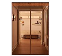 Zanzariera Magnetica, Anti Zanzare Calamite Tenda, Chiuso automaticamente Pieghevole Rete, for Corridoi/Porte/Patio - Marrone 90x270cm(35x106inch)