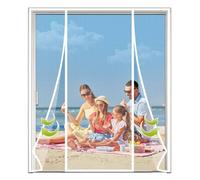 Zanzariera Magnetica, Apertura Bifacciale 145x245cm Bianco Tenda Zanzariera Porta Finestra Cortile, Anti Insetti Traspirante Chiusura Automatica con Magneti Rete
