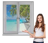 Zanzariera Magnetica Finestra 100 x 125 cm, Zanzariera Magnetica Adesivo, Chiusura Automatica per Tutte Le Taglie Finestra o Porte, Grigio