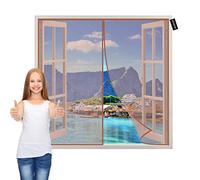 Zanzariera Magnetica Finestra 100x130cm Marrone Magneti Rete Anti Zanzare Chiusura Automatica,Adsorbimento Magnetico Punch Gratuito Porte Scorrevoli, Garage, Finestra