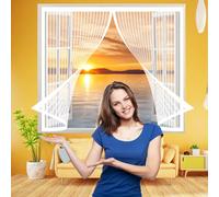 Zanzariera Magnetica Finestra 104 x 184 cm, Zanzariera Porta Finestra Magnetica, Pieghevole Totalmente per Tutte Le Taglie Finestra O Porte, Bianco