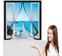 Zanzariera Magnetica Finestra 115 x 107 cm Chiusura Automatica Schermo Magnetico Della Finestra con Nastro Autoadesivo Mantenere La Circolazione Dell'Aria Fresca, Nero