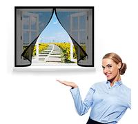 Zanzariera Magnetica Finestra 115 x 115 cm, Tendina Anti Zanzare Mosche, Adsorbimento Magnetico Antistrappo Per Porte Finestre Tenda, Nero