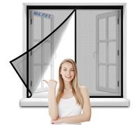 Zanzariera Magnetica Finestra 125x140cm Zanzariere Magnetiche per Porte Finestre Scorrevole con Calamita Anti Zanzare Insetti, Chiusura Automatica, con Nastro Adesivo Nero