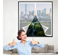 Zanzariera Magnetica Finestra 40 x 160 cm Rete Fine, Chiude da Sola, Tenda con Magneti Facile da Installare con Nastro Adesivo per Porta Finestra Balcone Soggiorno, Bianco