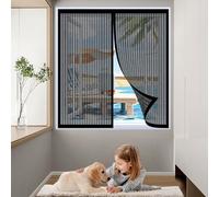 Zanzariera Magnetica Finestra 48 x 120 cm (Personalizzabile) Rete Fine, Chiude da Sola Zanzariera con Magneti per Porte Facile da Installare con Nastro Adesivo, Nero