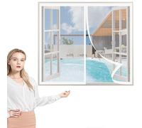 Zanzariera Magnetica Finestra 50 x 115 cm, Mesh Magnetico, Pieghevole Totalmente per Porte Premium Portafinestra, Bianco