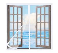 Zanzariera Magnetica Finestra 60x65cm,Zanzariera per Finestra con Resistente Nastro per Montaggio a Strappo,Chiusura Automatica,per Tenere Fuori Insetti, Mosche e Zanzare,Bianco