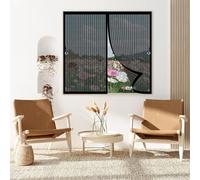 Zanzariera Magnetica Finestra 61x64cm Si Chiude da Sola, Rete Fine, Chiusura Automatica Zanzariera a Strisce Personalizzabile per Finestra di Multi Tipi, Nero