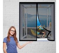 Zanzariera Magnetica Finestra 70 x 130 cm Montaggio Adesivo Zanzariera a Strisce Aria Fresca in & Keep Bugs Out per Finestre di Diverse Dimensioni, Nero