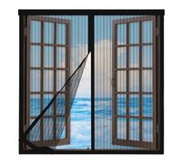 Zanzariera Magnetica Finestra 70x70cm,Zanzariera per Finestra con Resistente Nastro per Montaggio a Strappo,Chiusura Automatica,per Tenere Fuori Insetti, Mosche e Zanzare,Nero
